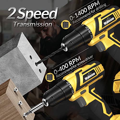 Walensee 20V Cordless Drill Set, Power Drill Driver With Variable Speed Control, Impact Drill With Battery & Fast Charger, 32Pcs Bits Accessories Keyless Chuck, Electric Screwdriver Tool Kit For Home #TOP2