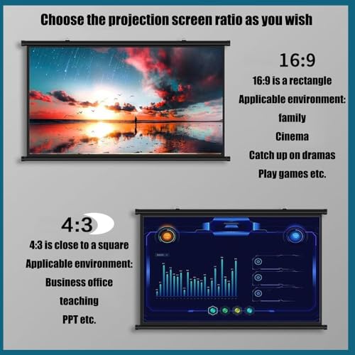 Pantalla manual retractable 30 pulgadas 16:9 para proyector miniatura 4