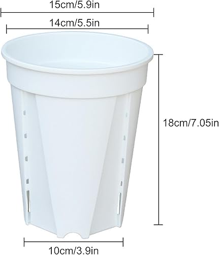 Miniatura 2 de Paquete de 5 macetas para orquídeas, macetas de orquídeas con agujeros y platillos, maceta de plástico para interiores y exteriores, maceta