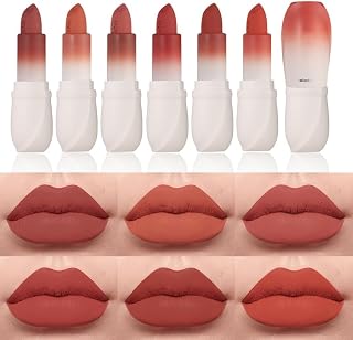 6Pcs Matte Lipstick Set for Women, Long Lasting Waterproof Red Rose Nude Berry Lipstick, Smooth High Pigment Lip Makeup Kit for Daily Work Date Party Vintage Looks (setB) deal from Amazon