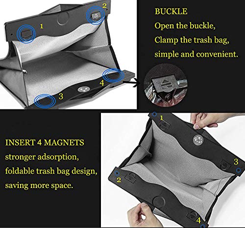 Image of Smart LED Car Trash Can, Bisposable Trash Bags 4Gallon, 150Counts Waterproof Leather Storage Pocket Portable Garbage Bag for Car Bathroom Home Bedroom Office Garbage Can