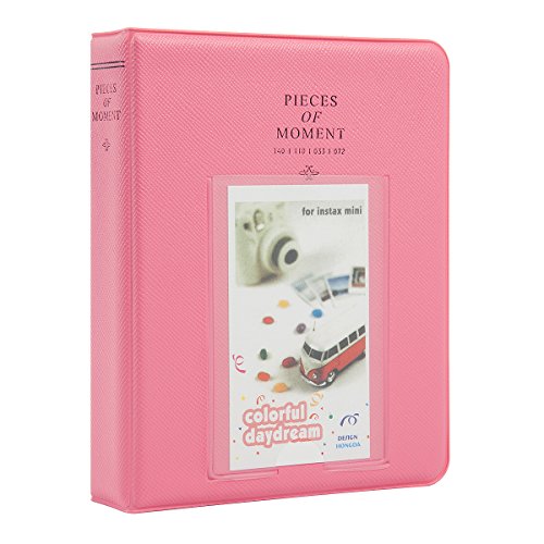 [Instax Mini Photo Album] Woodmin 64 Pockets Polaroid Photo Album for 3 inch Pictures by Fujifilm Instax Mini 8 8+ Mini 9, Snap, Zip, Z2300, Bank Card (Deep Pink)