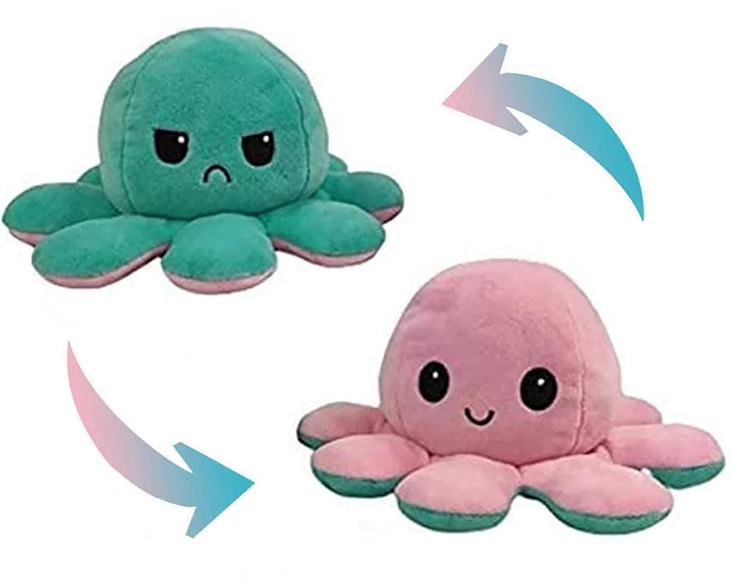 Reversible Octopus Plushie, Double-Sided Expression Reversible Flip Octopus Stuffed Plush Doll,More Color More Chooes (D)