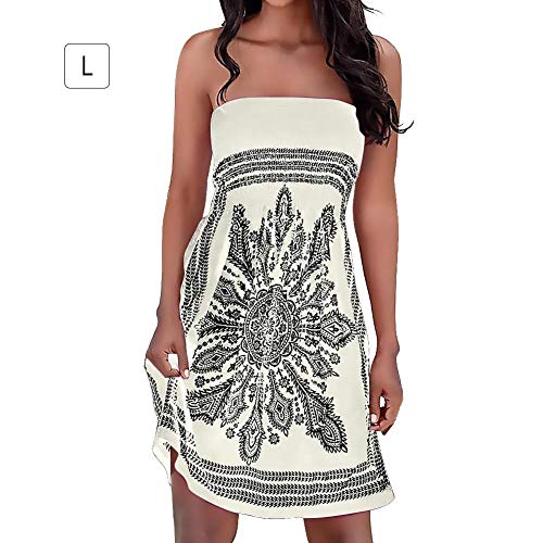 iYoung Vestido sin Tirantes con Estampado Floral, Traje de baño de Playa Bohemia para Mujeres
