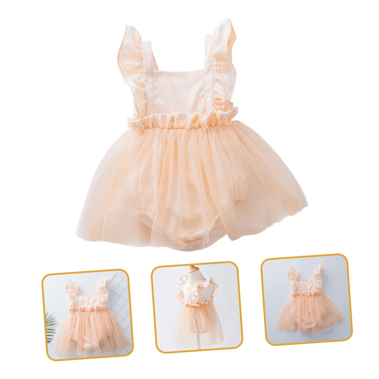 ifundom 3 Uds Vestido Mameluco Con Manga Voladora Ropa De Bebé Para Niña Nailon