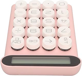 Calculadora de interruptor mecânico, calculadora com 20 teclas, interruptor azul, desligamento inteligente, removível, retrô, para escritório (rosa)