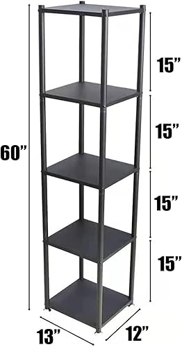 Miniatura 3 de WTZ Estantería estrecha de 5 niveles estantería alta simple metal negro mate1