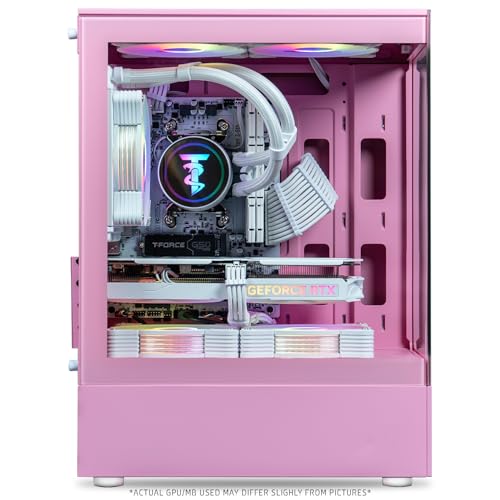 Image of ViprTech Stryker 3.0 Gaming PC - AMD Ryzen 7 (4.1GHz Liquid Cooled), RTX 3060 12GB, 16GB DDR4 RAM, 1TB SSD, WiFi BT, Win 11 Pro, RGB, Gaming Desktop Computer Prebuilt, Pink