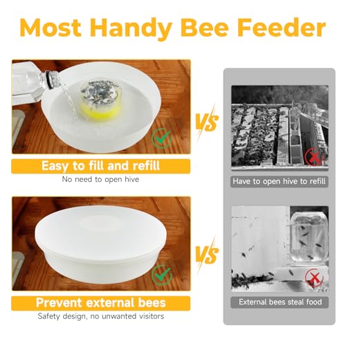 Upgraded Rapid Bee Top Feeder with Anti-Drowning Sponge Rings, Round Hive Top Feeders for 8-Frame and 10-Frame Bee Hives (2 Pack) - Image 3