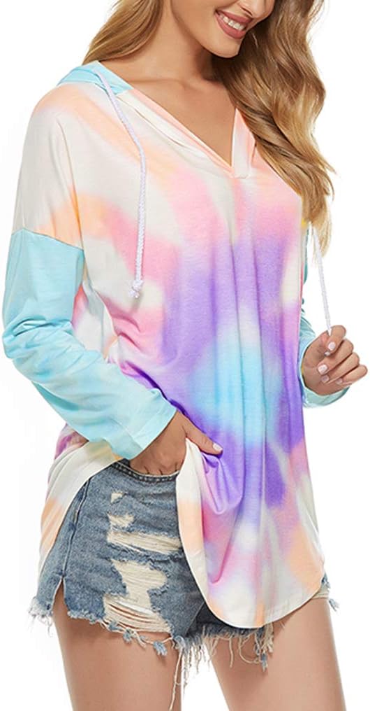 Going Out Tops for Women Casual Long Sleeve Hoodies Fall Clothes XL Tie Dye Sun
