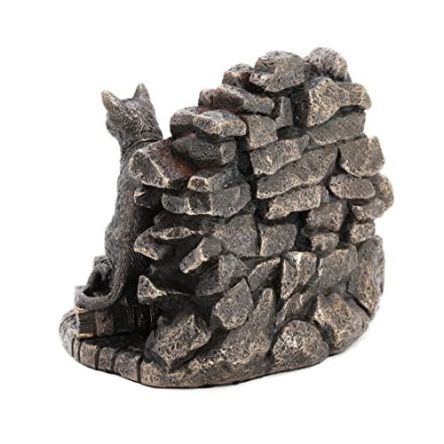 Estatua gato negro bronce antiguo 4.875 pulg miniatura 4
