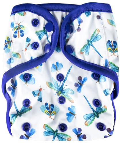 OsoCozy One Size Reusable Cloth Diaper Covers - Adjustable Snap Fit & Double Leg Gussets for Baby Boys & Girls from 8-35 Pounds - Dragon Butterflies