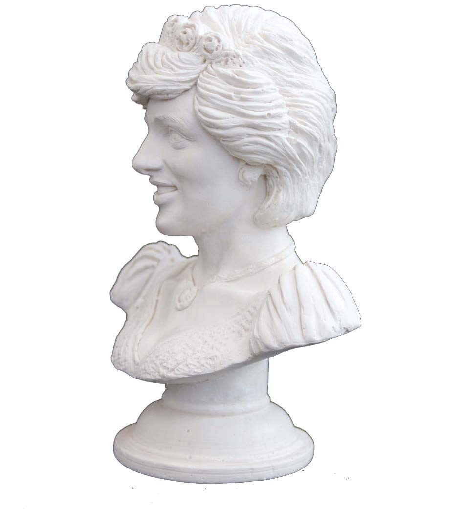 A bust of Princess Diana sculpture, made of resin