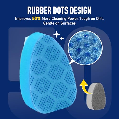Semiale Scrub Dots Dishwand Refills Sponge Heads, Dish Wand Refill, Scrubber Replacement Head, Non Scratch Brush Soap Filled Dispensing Handle,Heavy Duty Dishwashing Pads Dispenser Dishwasher Cleaning