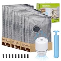 Vakuumbeutel für Kleidung mit Elektrischer Luftpumpe, 9 Stück Vacuum Bags (3x 40x50cm, 3x 40x60cm, 3x 40x60cm), Wiederverwendbare Vakuumierbeutel für Reisen, Bettwäsche, Umzug, Tägliche Aufbewahrung