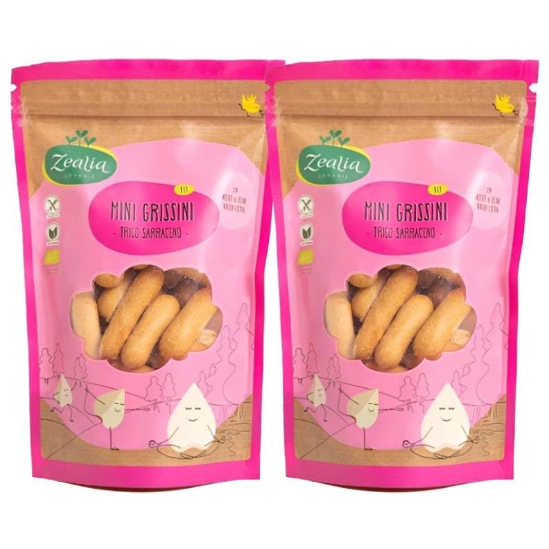 Pack 2x Mini Grissini de Trigo Sarraceno Sin Gluten 75g | Colines Ecológicos | Veganos | Sin Gluten ni Lactosa | Snack Saludable