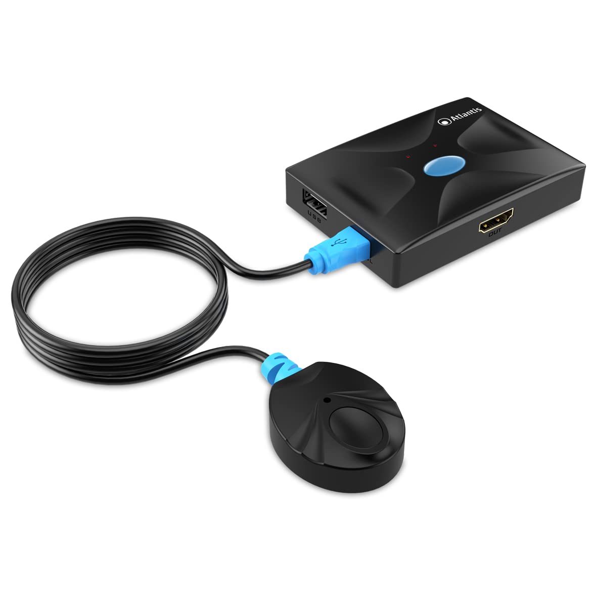Atlantis KVM HDMI Switch USB Deviateur KVM HDMI (Tastier, Souris, VGA) à 2 Ports Entrée/Sortie HDMI Prise en Charge de la Souris et du Clavier USB Interrupteur pour Changement de contrôle 3840 x