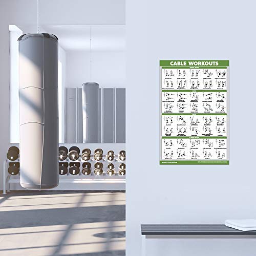 Quickfit Cable Machine Workout Poster - Exercise Chart (Laminated, 18In X 27In) #TOP4