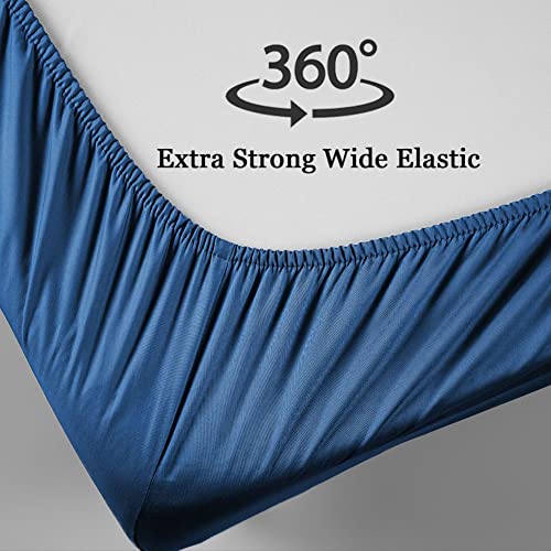 Image of SONORO KATE Bed Sheet Set Super Soft Microfiber 1800 Series Luxury Egyptian Sheets 16-Inch Deep Pocket Wrinkle and Hypoallergenic-4 Piece(Queen, Navy Blue)