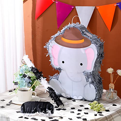 Pinata Bundle With A Blindfold And Bat (16 X 12 X 3 Inches), Cute Animal Pinata For Girls Boys Kids Birthday Party Toys Decoration For Animal Theme Birthday Party Game Supplies Photo Prop (Elephant) #TOP5