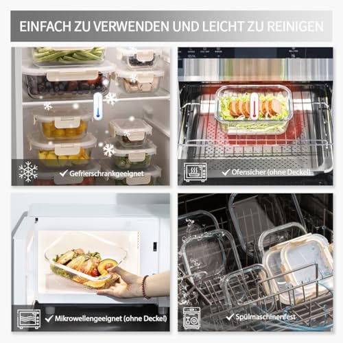 Glasbehälter mit deckel Glasschüssel mit deckel Glasdosen mit deckel set kühlschrank organizer glass containers with lids obst gemüse… – Ansicht 5