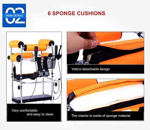 Gaofan Standing Walk Stand, Folding Walker Aid Equipment, Stand Frame Height Adjustable 6 Wheels Walking Assist Equipped For Old Man Disabled Hemiplegia Rehabilitation Device Stroke Recovery,Blue #TOP2