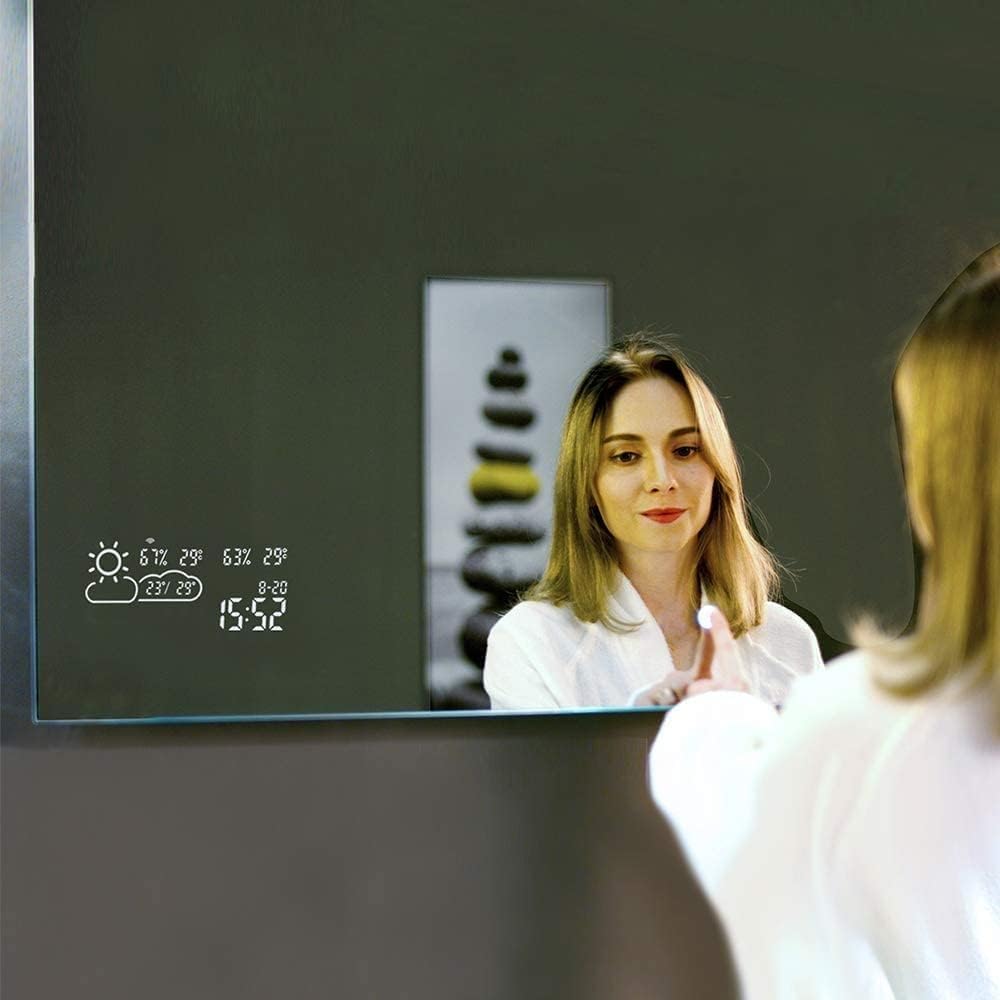 Smart Spiegel mit LED Beleuchtung & Infrarotheizung 60x120 cm 500W – Badspiegel mit Heizung IP54 wasserdicht Touch Steuerung WLAN App Anti-Beschlag Wandheizung aus Glas