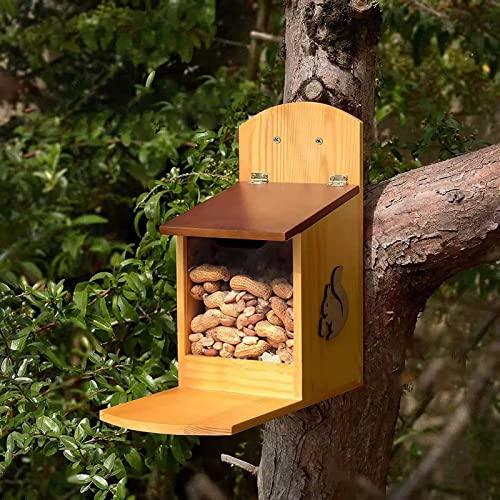 Mangeoire En Bois Pour Écureuils - Avec 2 Entrées Et Plateformes - Résistante Aux Intempéries - Pour Jardin, Balcon