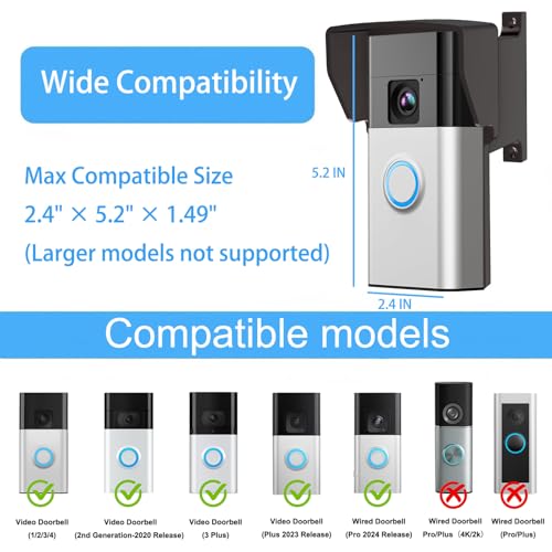 Video Doorbell Mount Compatible with Some Doorbell, Multiple Sizes Doorbell Brick Extension for Brick Wall Anti-Glare & Rain Anti-Splash Mounting Bracket (3") by AIVONO - Image 2