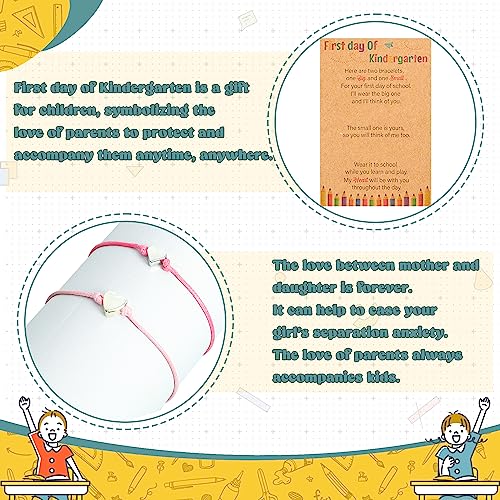Back to School Supplies, First Day of Kindergarten Bracelet, Back to School Bracelet Mommy and Me, Prek Matching Wish Bracelets Set, Adjustable Bracelet for Boys Girls Gifts Stuff Bulk3