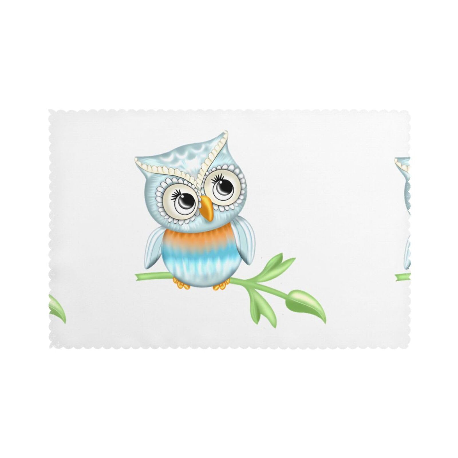 YYHWHJDE Cute Owl Prints Placemats Set of 6 12x18in - Engineered for Durability & Heat Resistance Polyester