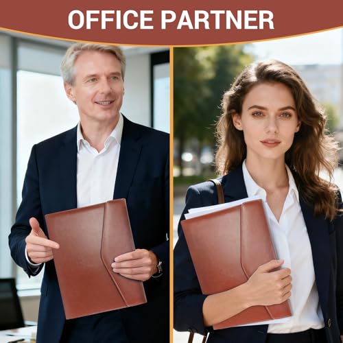 FORTAVEM Professional Trifold Padfolio with Magnetic Closure – A4 Letter Portfolio Organizer for Business Meetings, Interviews & Presentations, Document Folder with Notepad Holder Brown by FORTAVEM - Image 5