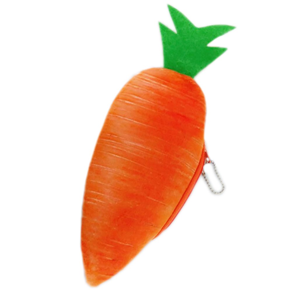 Haodou Creative Stationery Bag Fashion Cosmetic Bag Novelty Pencil Box Handmade Bag Delicate lovely Plush material Three-dimensional realistic Carrot shape Pencil Bag Novel Student Supplies