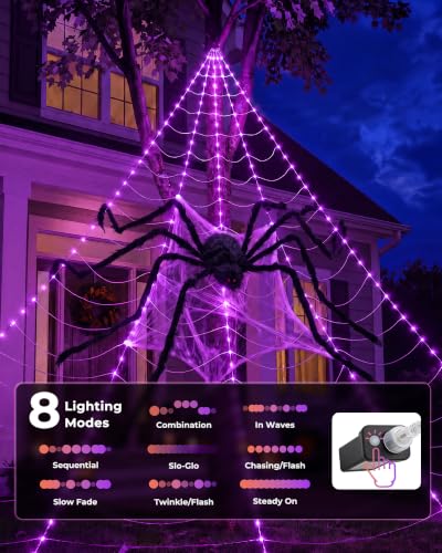 Halloween Decorations Spider Web Lights, 255 LED 16.4Ft  - image 4