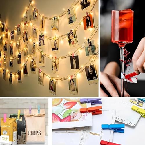 Mini Pregador Prendedor Colorido Kit com 30 peças Fotos Mural de fotos Decoração festas drinks chá d