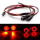MOHERO 2 Leds Angel Eyes & Demon Eyes LED Light Headlights for 1/10 RC Model Crawler Cars Headlamps (Red+Yellow, 10mm)