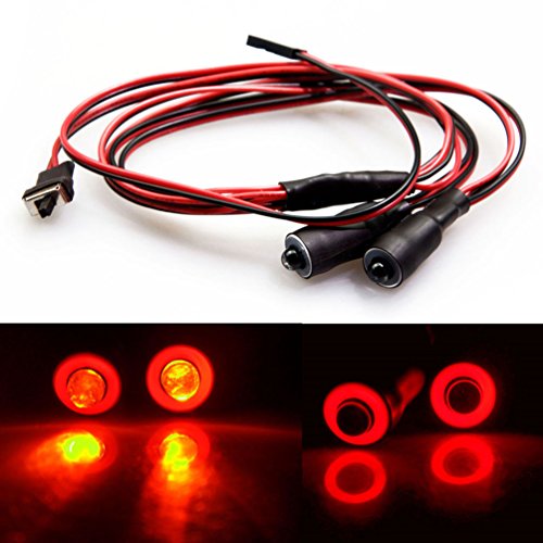 MOHERO 2 LEDs Angel Eyes & Demon Eyes LED Light Headlights for 1/10 RC Model Crawler Cars Headlamps (Red+Yellow, 10mm)