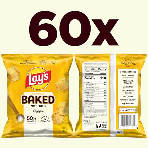 Baked Lay's Potato Chips, Original, 0.875 oz Bags, (60 Pack), 50% Less Fat, Gluten Free, No Artificial Flavors, No Colors from Sources - image 2
