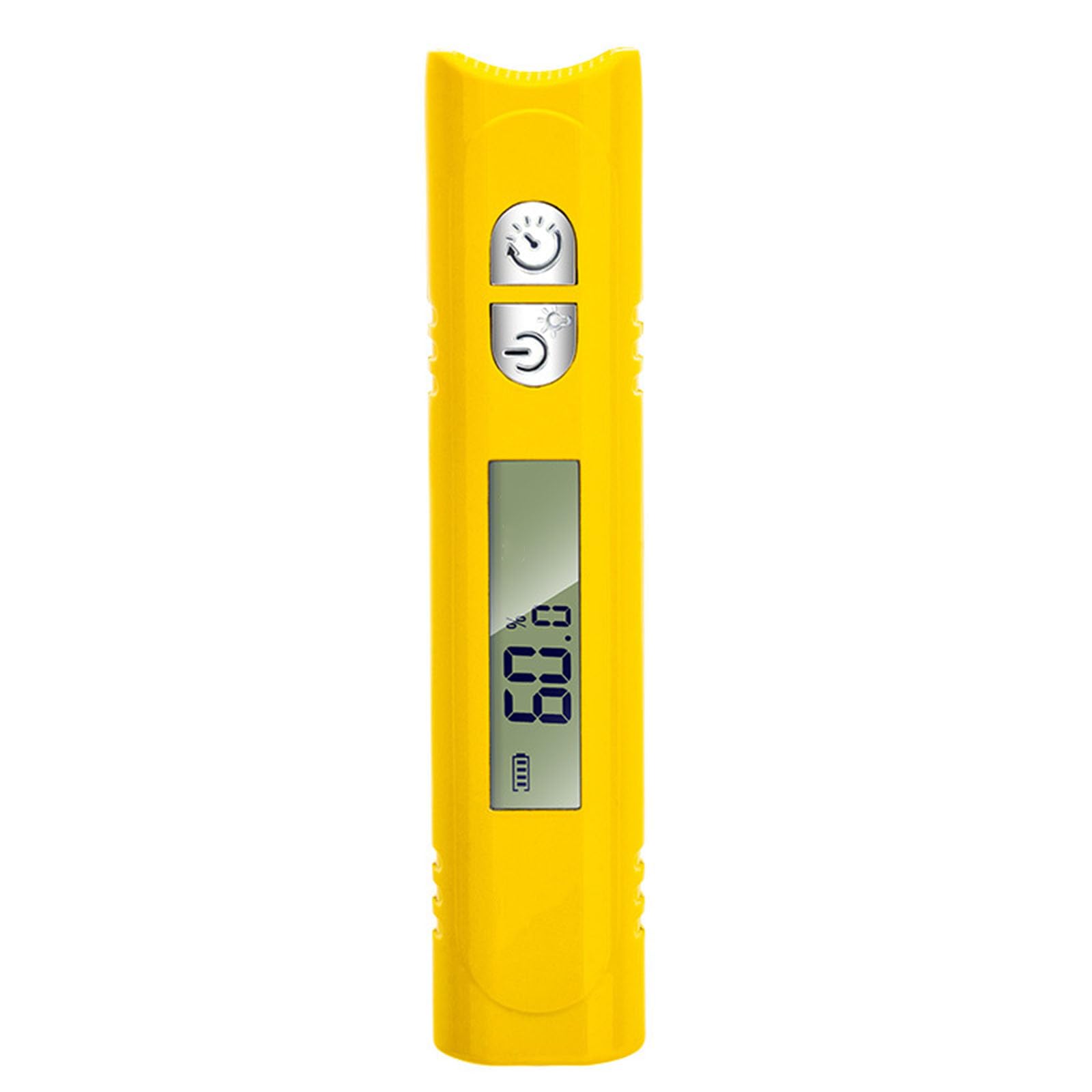 Medidor digital de humedad con base deslizante y panel LCD, amarillo