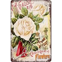 DOODLREAM Targa In Metallo Vintage 20x30 Cm Con Fiore Di Rosa, Poster Retrò Per Decorazione Parete