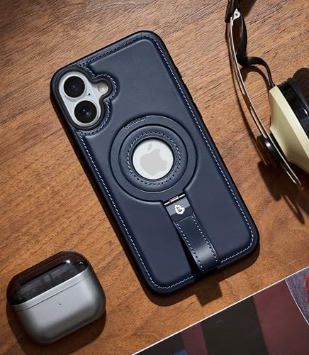 Étui cuir iPhone 16 Plus MagSafe équipé d'un support bleu - 6
