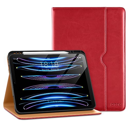 DTTO for iPad Pro 12.9 6th / 5th / 4th / 3rd Generation Case 2022/2021/2020/2018,Premium Leather Folio Stand Cover with Built-in Apple Pencil Holder -Auto Wake/Sleep and Multi Viewing Angles,Red