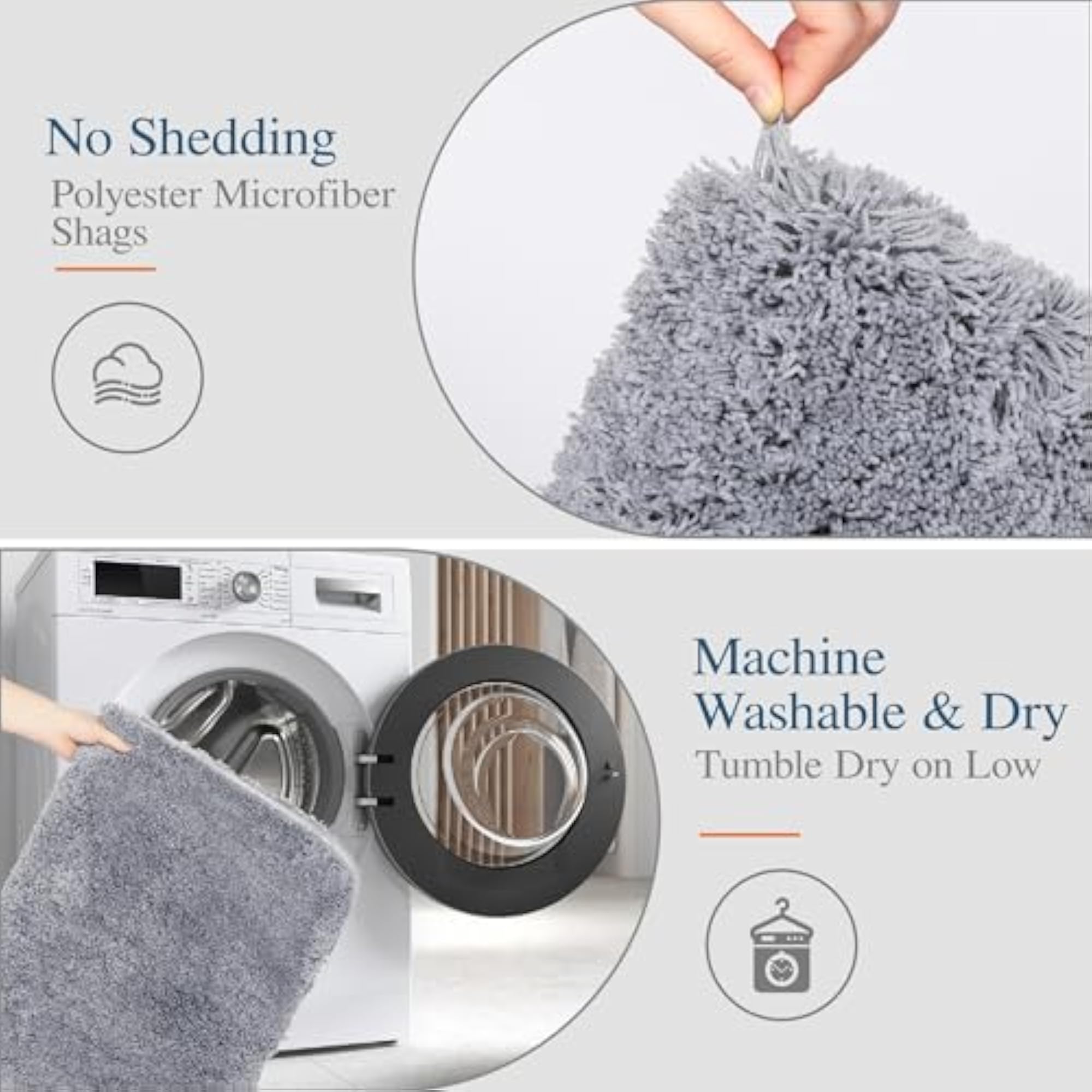 Super Soft Shag Shower Mat, Non-Slip Bath Rug