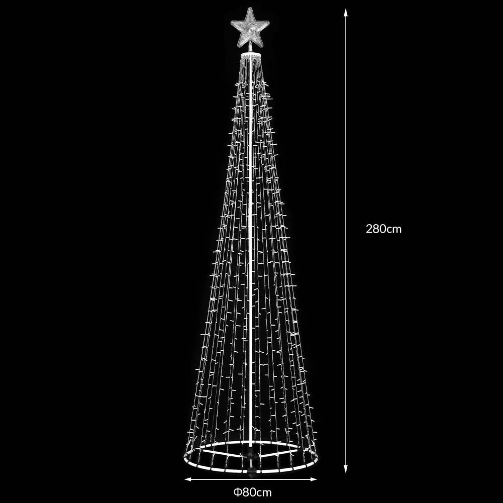 BAKAJI Albero di Natale Luminoso 280 CM Led Luci con Giochi di Luce Struttura in Metallo Decorazione Natalizia Design Minimal Artificiale Arredamento Natalizio Addobbo (Bianco Freddo 753 LED)