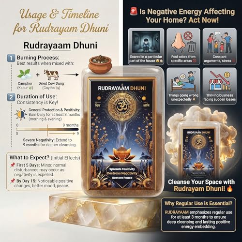 Image of Rudrayam Dhuni Powder for Home Purification | Remove Negative Energy & Vastu Dosh | RudraYaam Dhunii for Positivity, Peace, rudrayamdhuni Powder for puja (1 Month Protection)