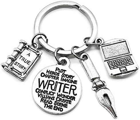 Writer Keychain Pen Laptop Story Book Charm Book Lover Gift Writer Gift image 3