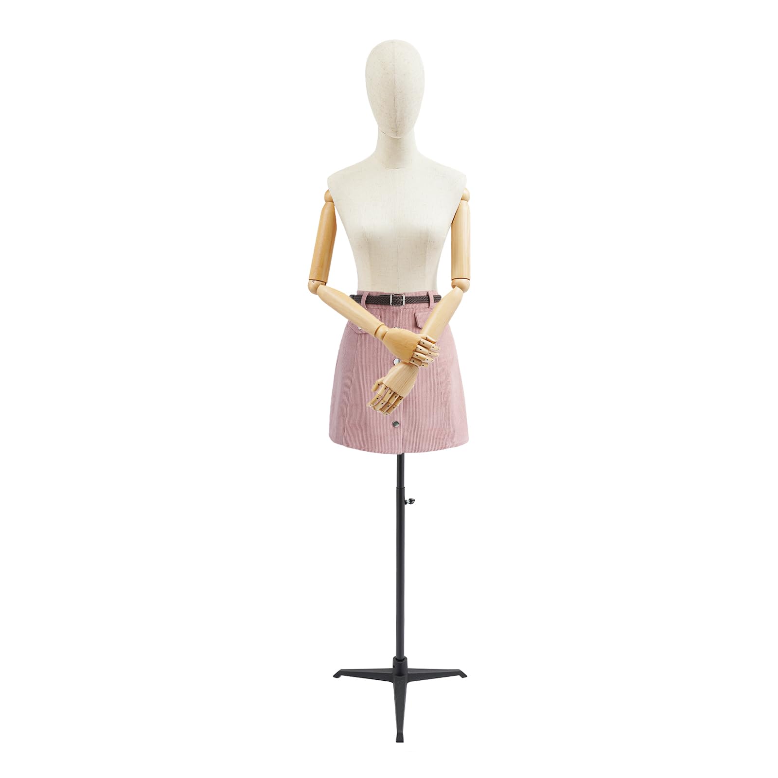Weibliche Schaufensterpuppen,Drehbare Und Bewegliche Mannequin,SchneiderbüSte Mit Verstellbarer HöHe,Kleiderpuppe BüSte Torso Mit Kopf,FüR Boutiquen,BekleidungsgeschäFte,Schaufenster (Schwarz, L)