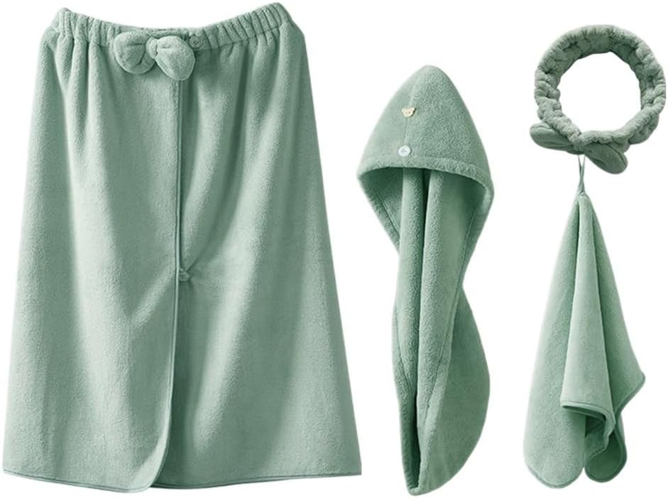 Women Can Be Worn with A Wrap Up Bra, Bath Skirt, Quick Drying Towel, Dry Hair Cap Set(E)