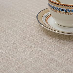 Textured Tablecloth Linen-Look Rustic Burlap Style Washable Solid Heavy Weight Lace Trim Rectangle Fabric Table Cloth,Table Cover for Kitchen Dinning Tabletop Decoration55x70 in Beige Textured Tablecloth Linen Look Rustic Burlap Style Washable Solid Heavy Weight Lace Trim Rectangle Fabric Table ClothTable Cover for Kitchen Dinning Tabletop Decoration55x70 in Beige