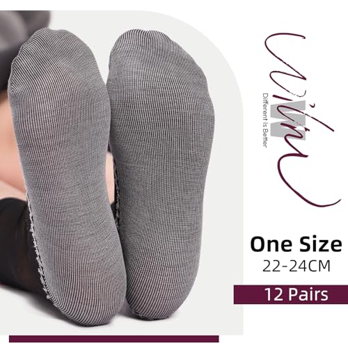 WiliW 12 Pairs Women's Ankle High Sheer Thin Socks Reinforced Bottom and Toe Nylon Socks3